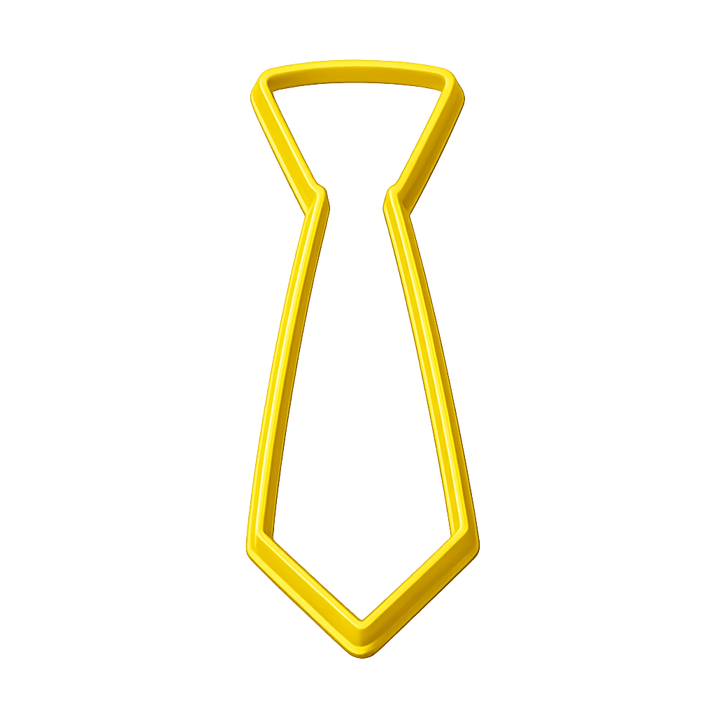 Yellow 3D printed necktie-shaped cookie and fondant cutter