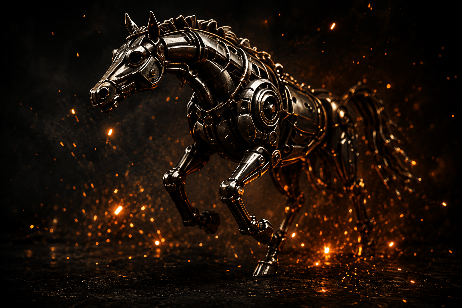 Scrap metal horse sculpture